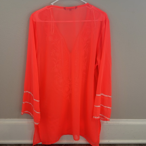 EUC neon orange swim coverup / tunic top by Blue Island - Picture 5 of 5